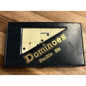 GGS Black Double 6‎ Domino Tiles In Snap Vinyl Case